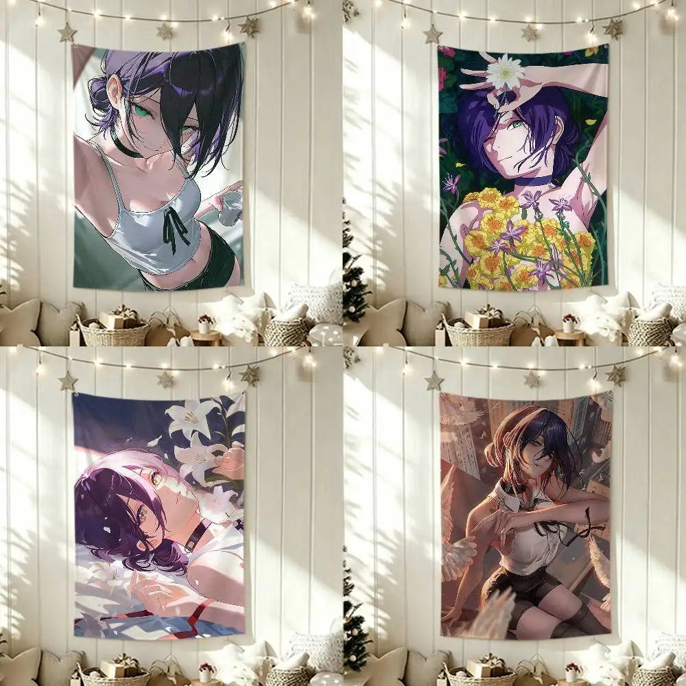 Chainsaw Man Wall Tapestry – Reze Dynamic Pose Dark Edition