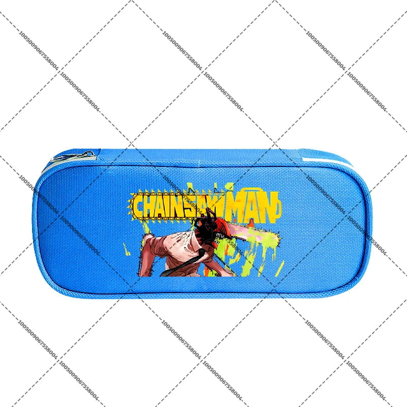 Chainsaw Man Large Pencil Case – Denji Logo Splash Blue School Pouch