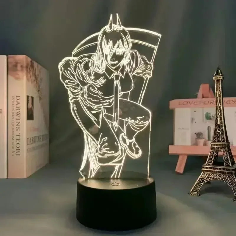 Chainsaw Man Lampe LED Gravée – Power Édition Lumineuse