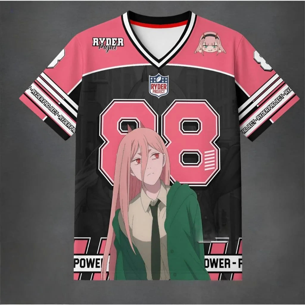 Chainsaw Man Jersey – Power & Reze Number 88 Pink Edition