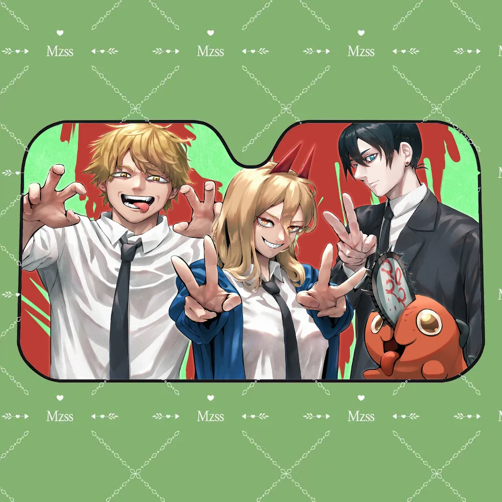 Chainsaw Man Car Sunshade – Trio Victoire Pochita Pare-soleil