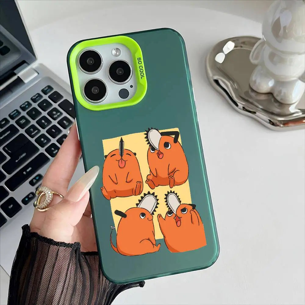 Chainsaw Man iPhone Case - Pochita Quadruple Green Case