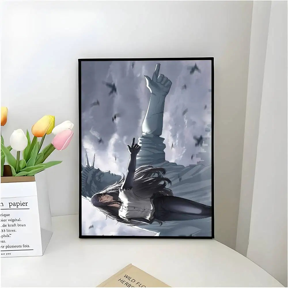 Chainsaw Man Affiche Poster – Chainsaw Man Silhouette Apocalyptique
