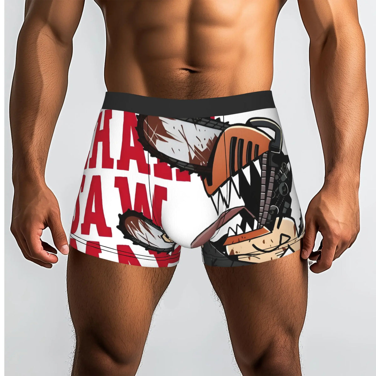 Chainsaw Man Men's Boxer Briefs – Denji Teeth Red & White Edition