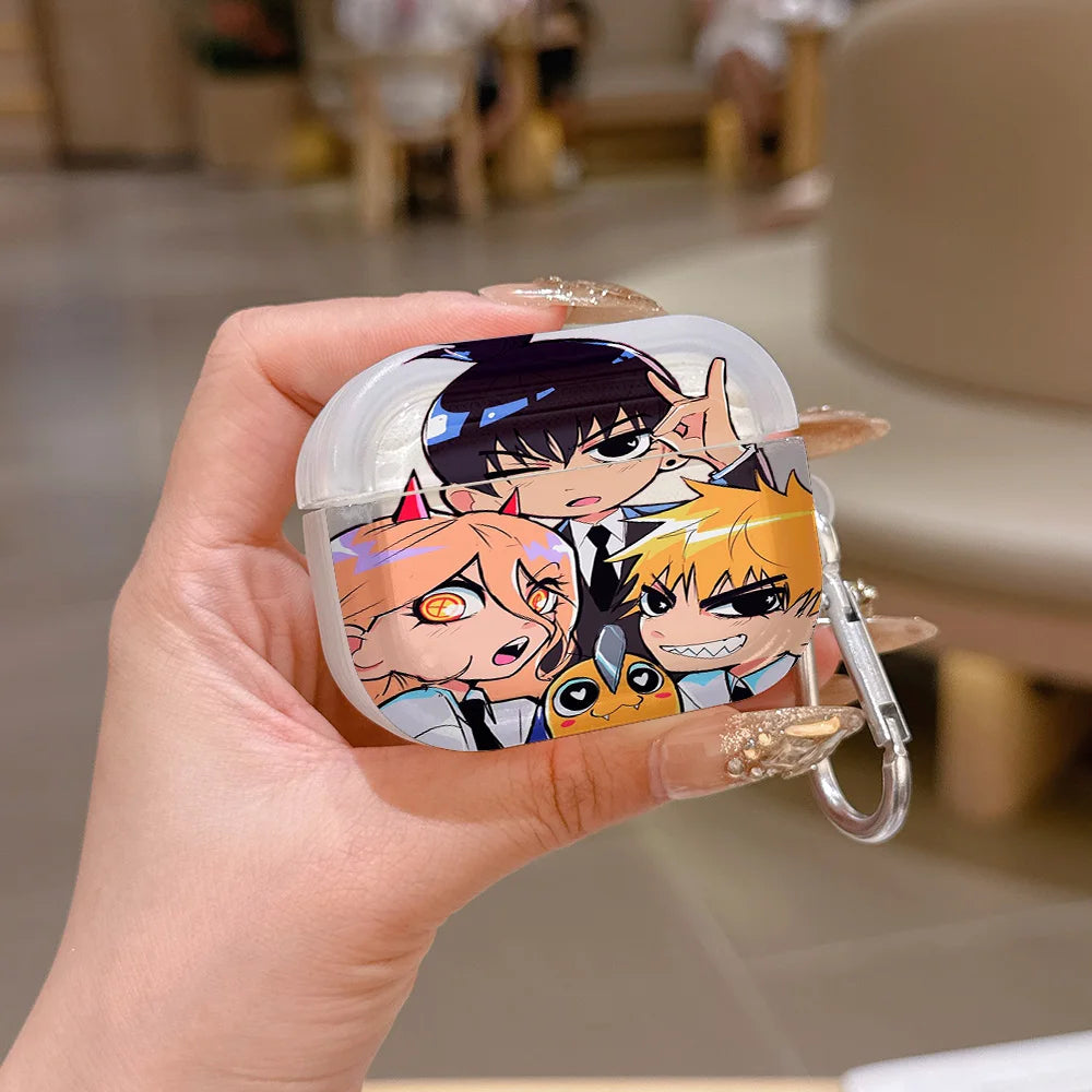 Chainsaw Man Coque AirPods – Aki & Power Chibi Étui Transparent