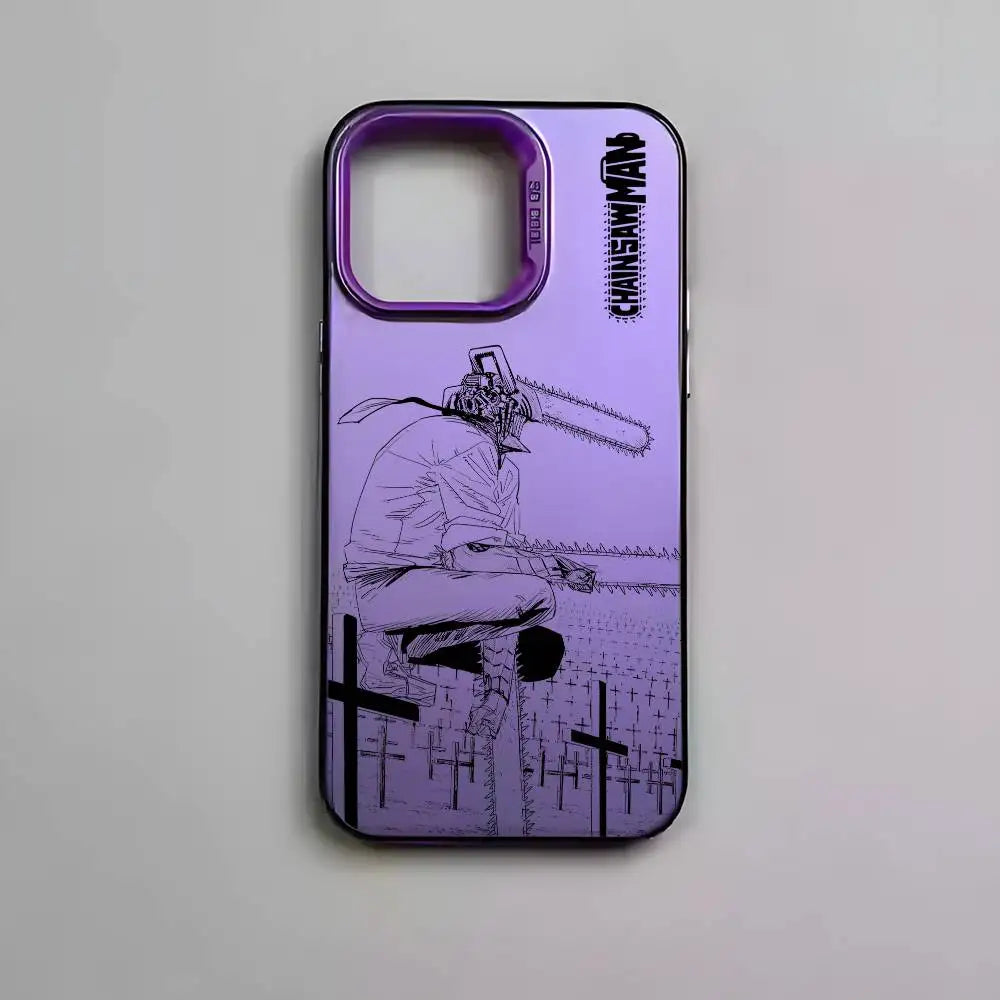 Chainsaw Man iPhone Case – Purple Gradient Logo Camera Case