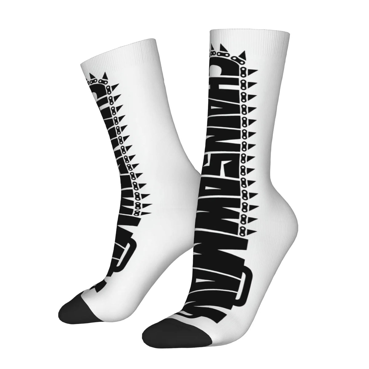Chainsaw Man Chaussettes Imprimées – Logo Tronçonneuse Édition Blanche