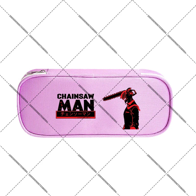Chainsaw Man Grande Trousse – Logo & Denji Tronçonneuse Violet Pochette Scolaire