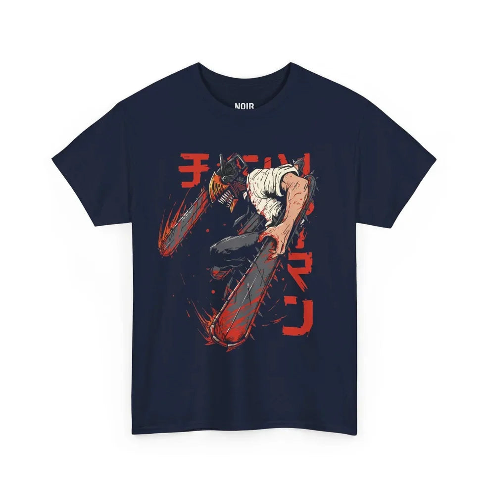 Camiseta de Chainsaw Man Slash - Denji Motosierra Edición Azul Marino