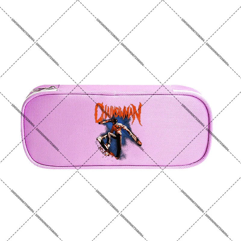 Estuche grande de Chainsaw Man – Logotipo y Denji, morado, estuche escolar