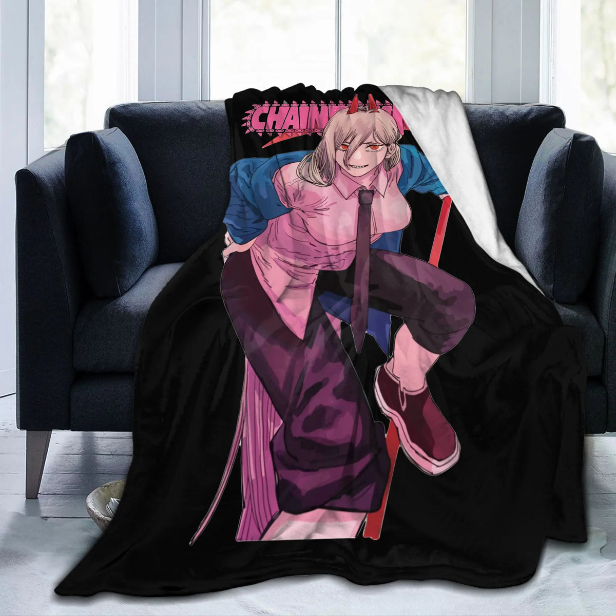 Chainsaw Man Plaid Couverture – Power Tronçonneuse Rose Édition Manga