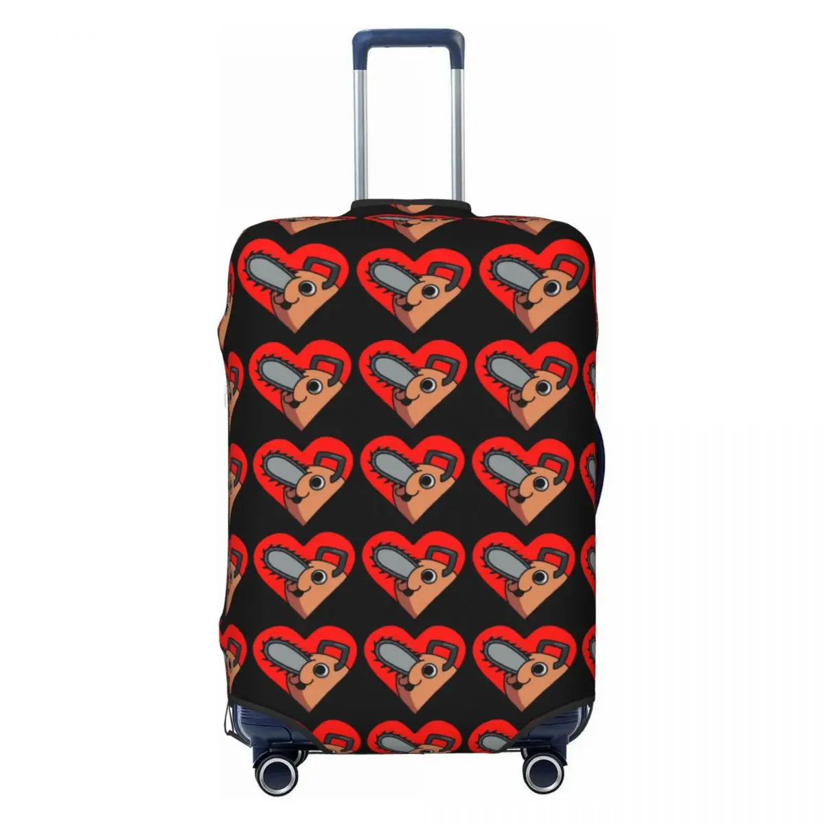 Chainsaw Man Housse de Valise – Pochita Coeurs Pattern Noir et Rouge