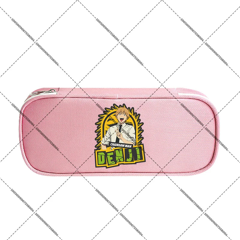 Chainsaw Man Large Pouch – Denji Golden Logo Pink School Pouch