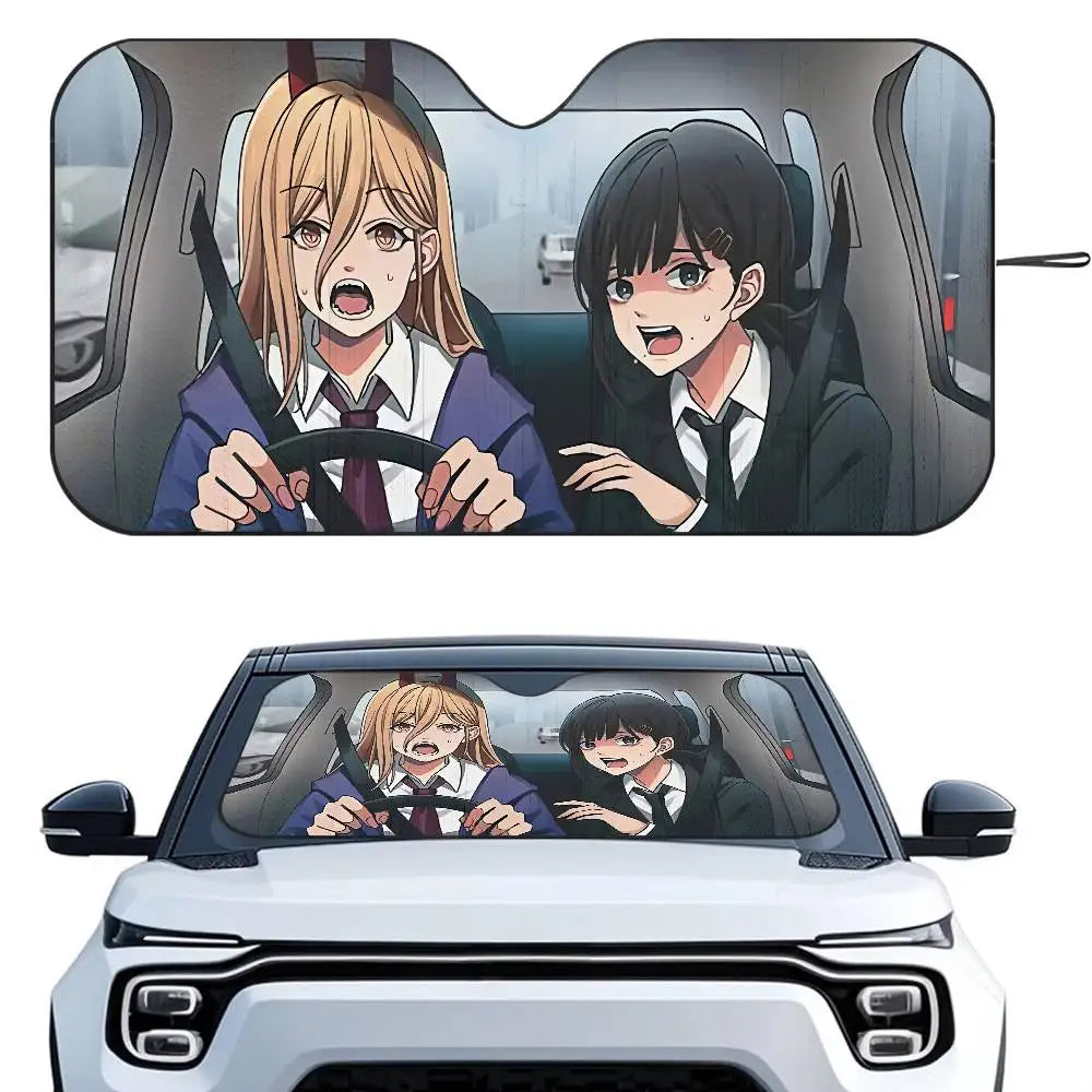 Chainsaw Man Car Sunshade – Duo École Pare-soleil