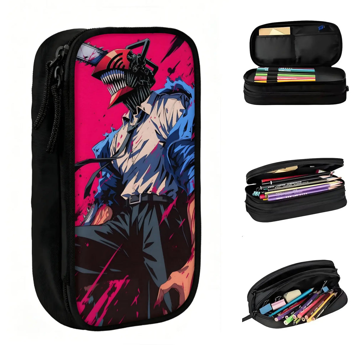 Estuche Kawaii Chainsaw Man – Denji Rosa Motosierra Estuche Escolar