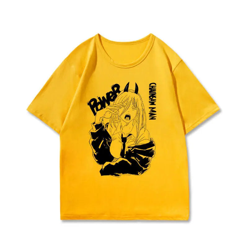 Chainsaw Man T-Shirt Graphique – Power Édition Jaune