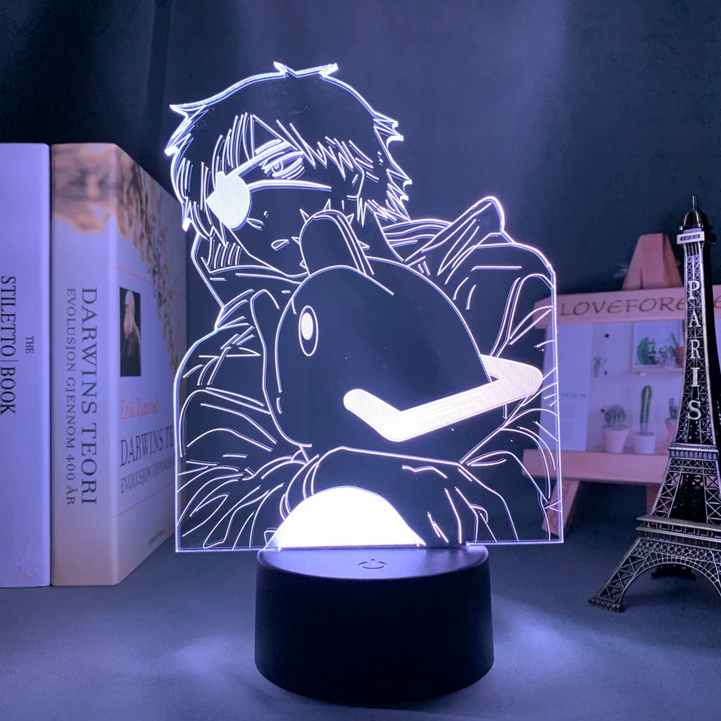 Chainsaw Man Lampe LED 3D – Denji Édition Néon Bleu