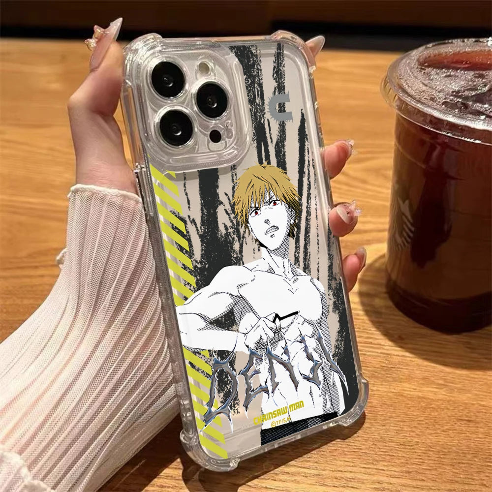 Chainsaw Man Coque iPhone – Denji Croquis Étui Transparent