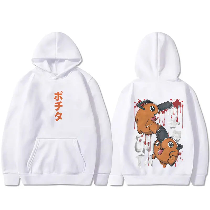 Sudadera con Capucha Chainsaw Man – Pochita Kanji Edición Blanca