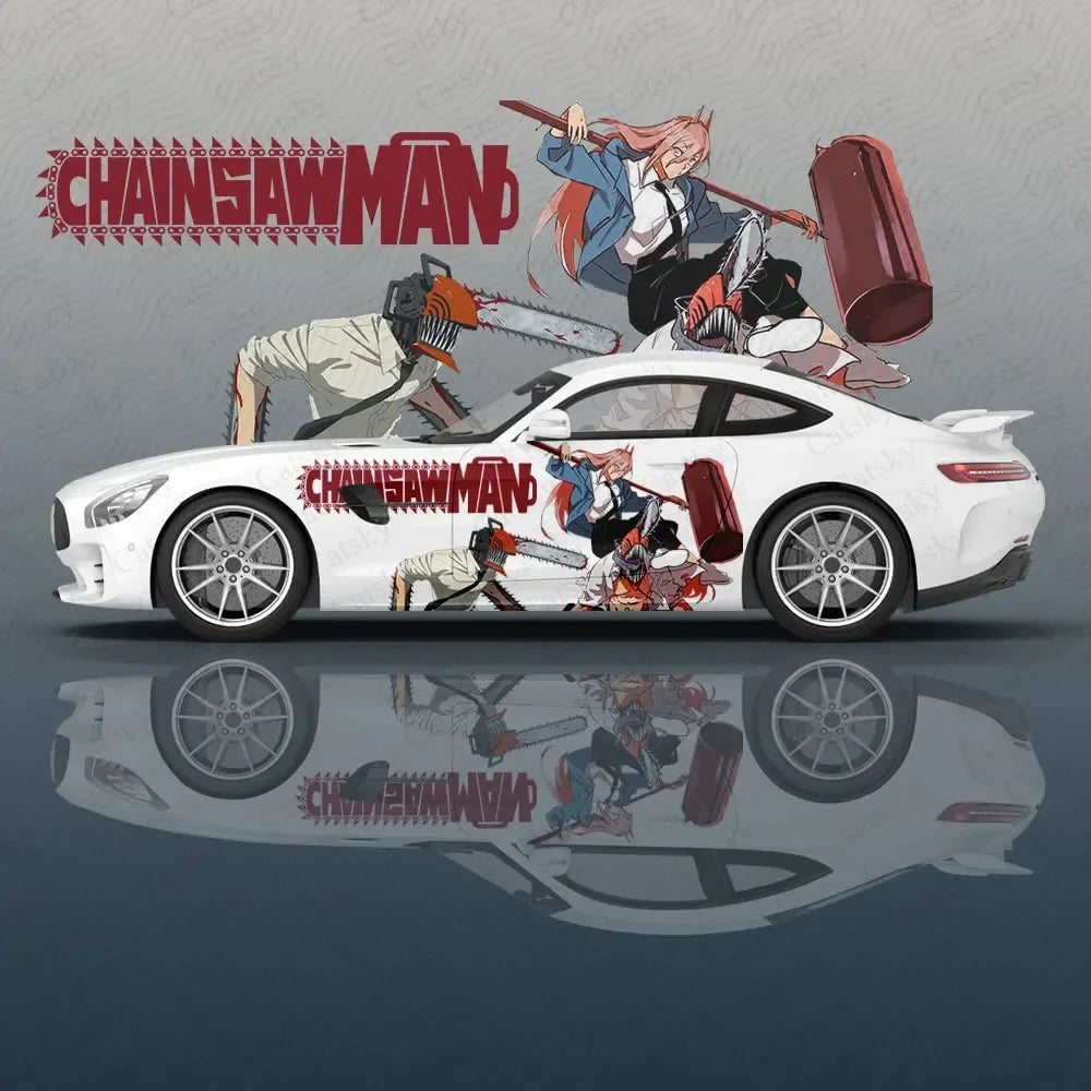 Vinilo para coche del anime Chainsaw Man – Logotipo, título, batalla, calcomanía para coche