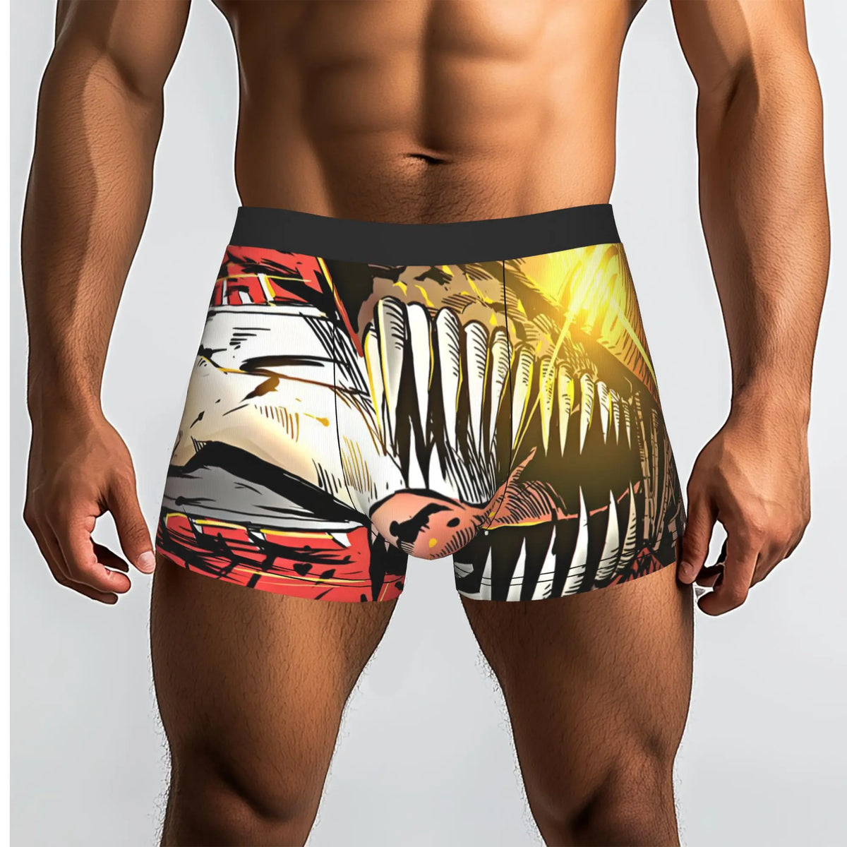 Chainsaw Man Men's Boxer Briefs – Denji Teeth Yellow & Black Edition