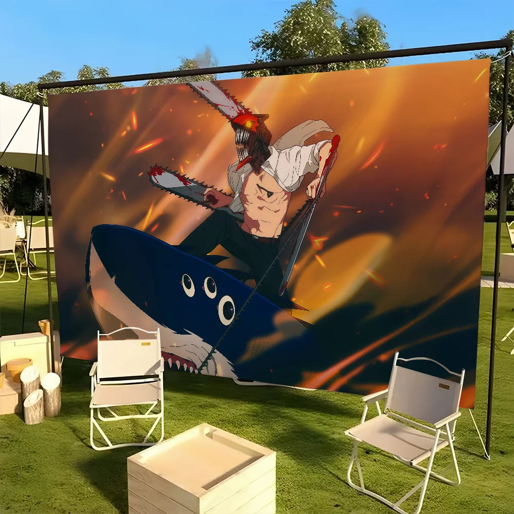 Chainsaw Man Bannière Drapeau – Denji Tronçonneuse Requin Édition Action