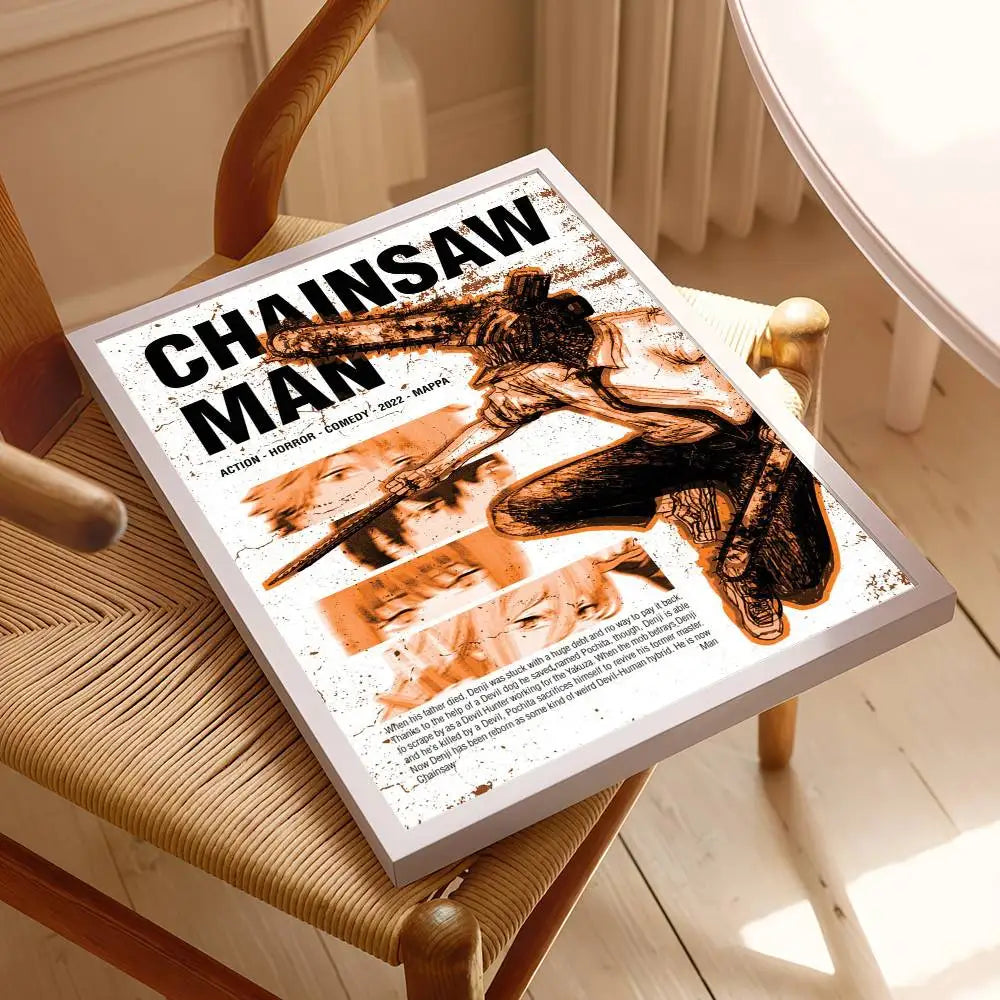 Chainsaw Man Affiche Poster – Couverture Manga Pochimaru Noir & Blanc