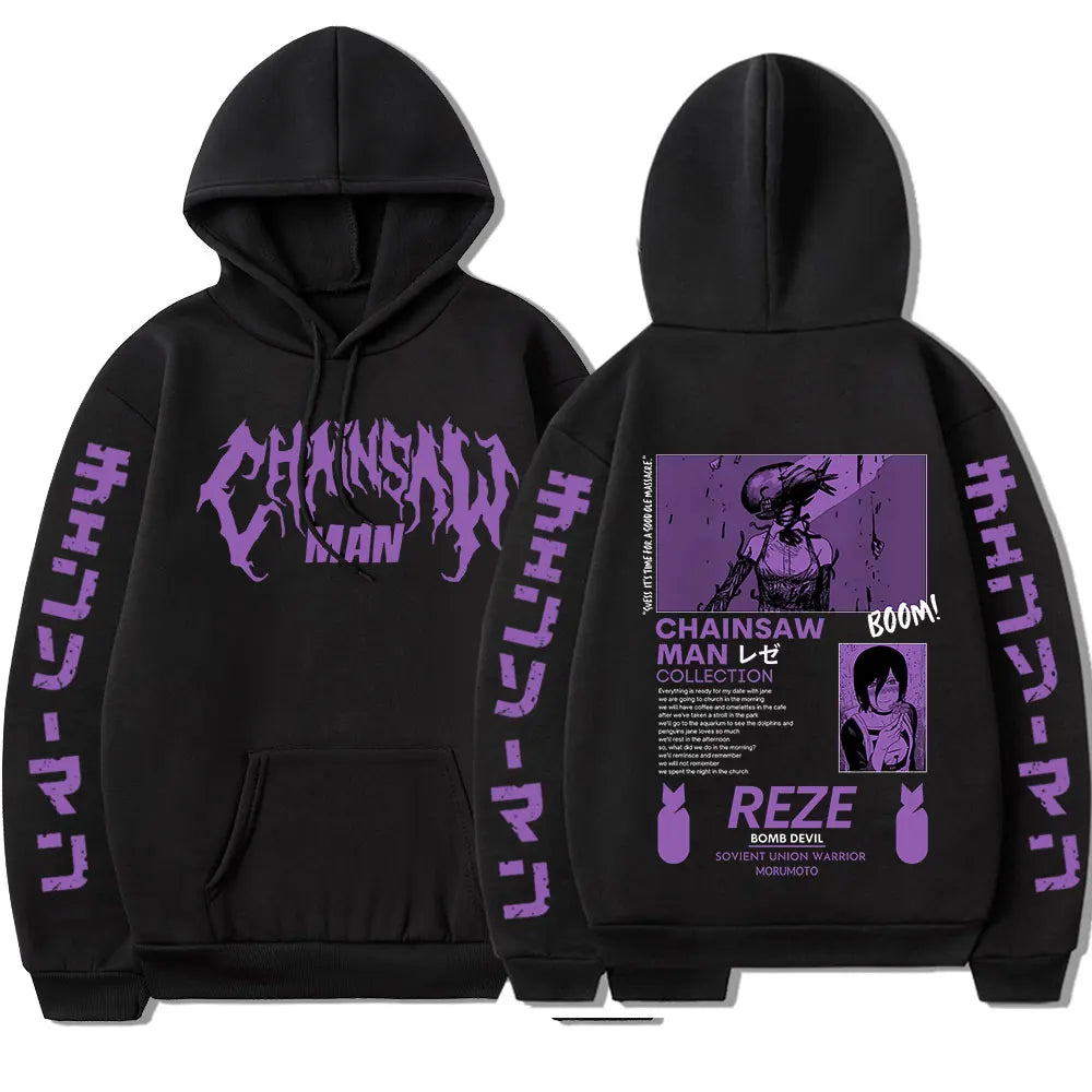 Chainsaw Man Sweat à Capuche – Reze Collection Édition Noire