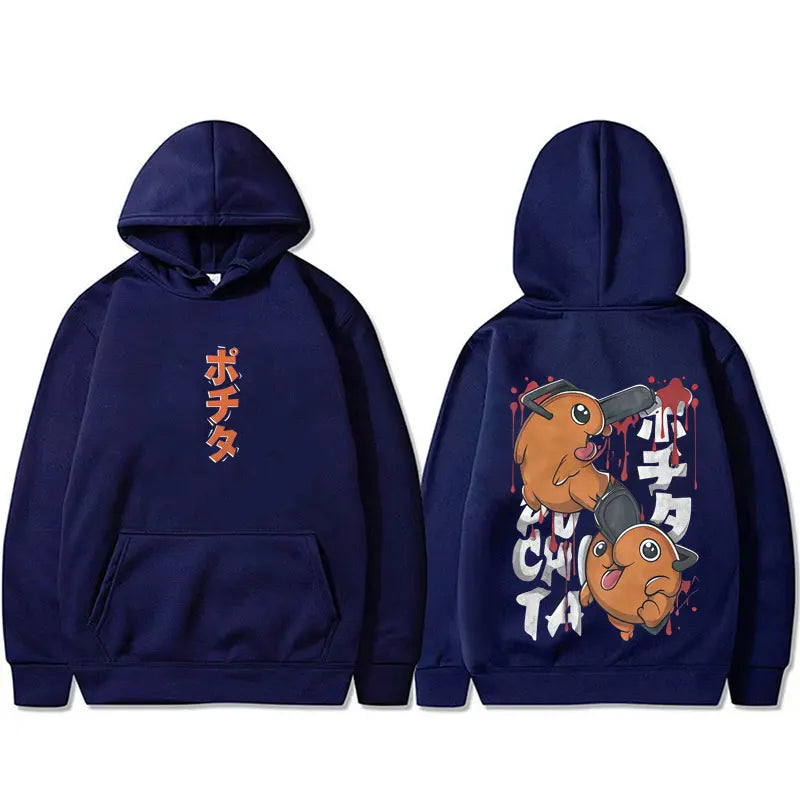 Chainsaw Man Sweat à Capuche – Pochita Kanji Édition Bleu Marine