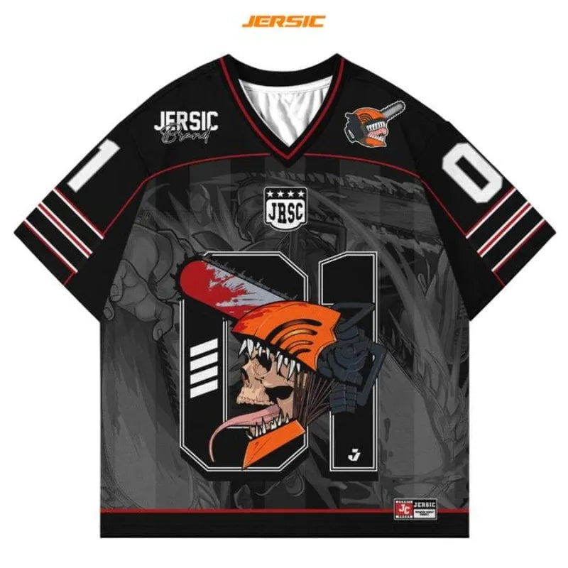 Chainsaw Man Maillot Jersey – Denji Numéro 1 Édition Grise