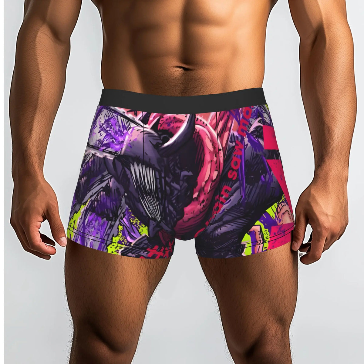 Chainsaw Man Men's Boxer Briefs – Abstract Fight Purple Edition