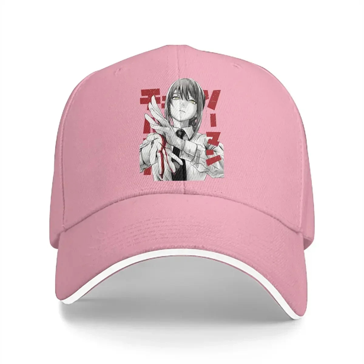 Chainsaw Man Embroidered Cap - Aki Hayakawa Pink Edition