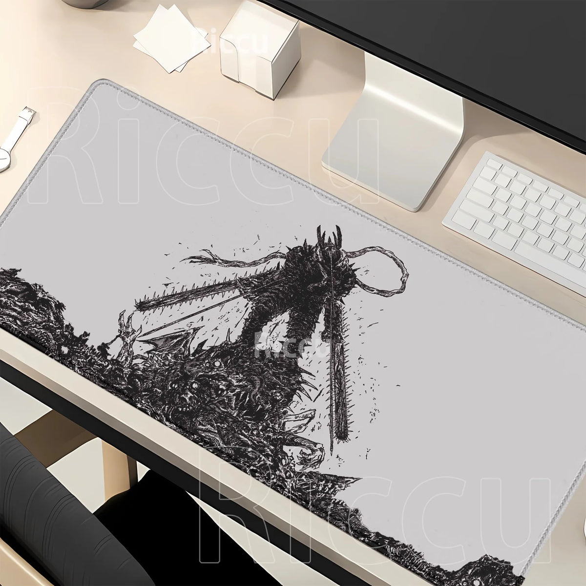 Chainsaw Man Tapis de Souris – Démon Tronçonneuse sur les Ruines Grand Format Bureau