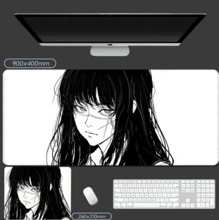 Chainsaw Man Mouse Pad – Dark Hair Piercing Gaze Large Desk Mat