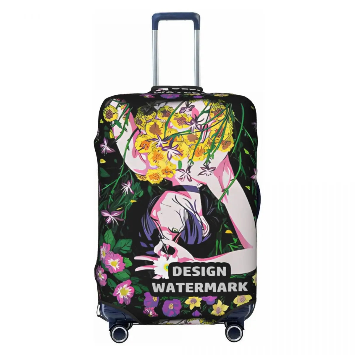 Chainsaw Man Suitcase Cover - Reze Multicolored Artistic Style Flowers