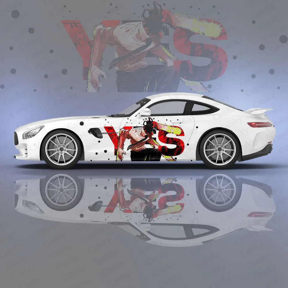 Chainsaw Man Anime Car Wrap – VS Bataille Décalque Voiture