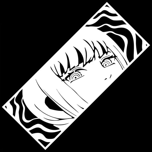 Chainsaw Man Car Sticker – Yeux Devil Noir & Blanc Autocollant