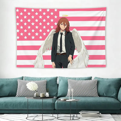 Chainsaw Man Tapisserie Murale – Angel Devil Drapeau Américain