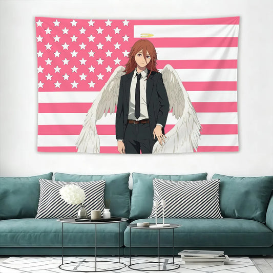 Chainsaw Man Tapisserie Murale – Angel Devil Drapeau Américain