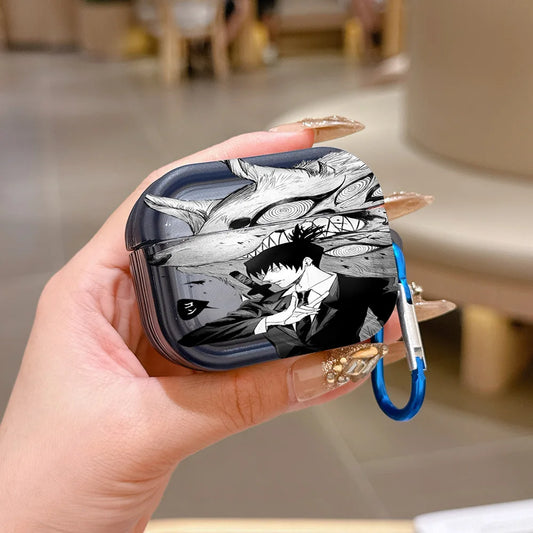Chainsaw Man Coque AirPods – Aki Manga Noir Étui Mousqueton
