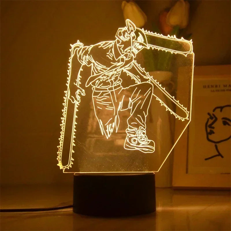 Chainsaw Man Lampe LED Gravée – Denji Tronçonneuse Édition Lumineuse