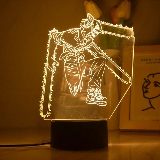 Chainsaw Man Lampe LED Gravée – Denji Tronçonneuse Édition Lumineuse