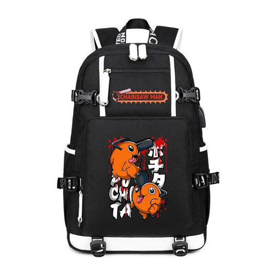 Chainsaw Man Sac à Dos – Pochita Illustration Colorée Grande Capacité Oxford Noir