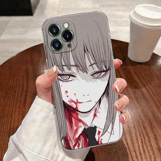 Chainsaw Man Coque iPhone – Makima Sang Étui Transparent