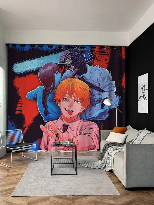 Chainsaw Man Rideau Occultant – Denji Tronçonneuse Édition Bleu & Orange