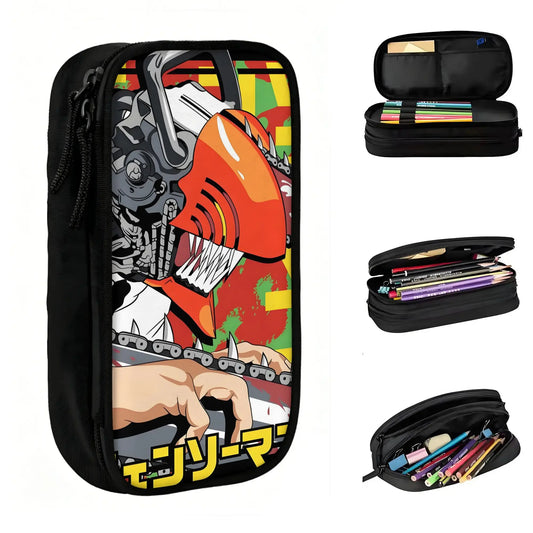 Chainsaw Man Trousse Kawaii – Denji Transformation Orange Pochette Scolaire