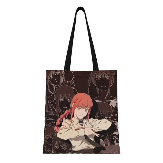 Chainsaw Man Tote Bag – Makima Portrait Séduisant Tons Sépia Dramatique Toile Noire