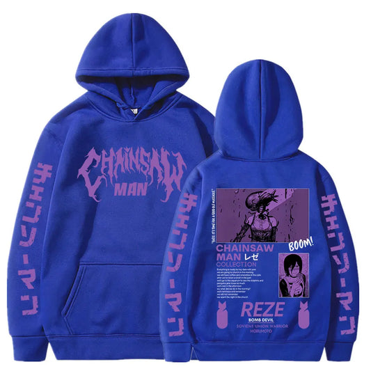 Chainsaw Man Sweat à Capuche – Reze Collection Édition Bleu