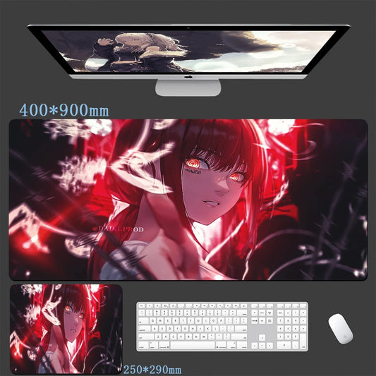 Chainsaw Man Tapis de Souris – Makima Aura Rouge Sang Intense Grand Format Bureau