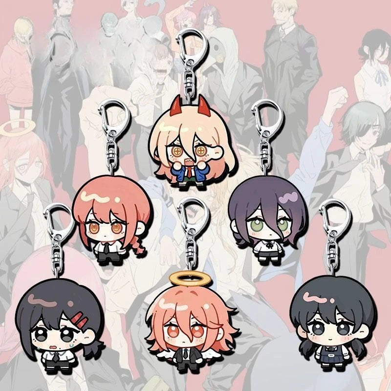 Chainsaw Man Keychain - Makima Chibi Rubber Round Red Hair Black Uniform